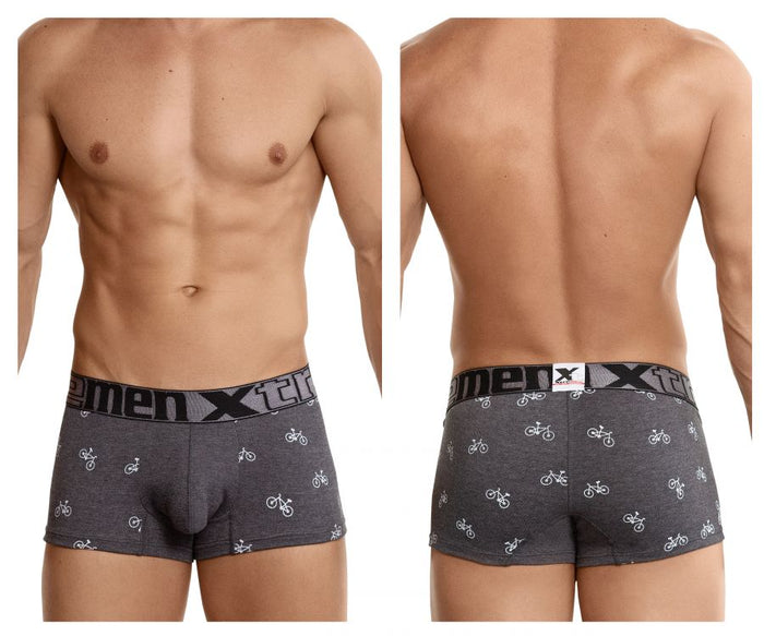 clever moda Xtremen 51437C Cycling Print Boxer Briefs Color Dark Gray