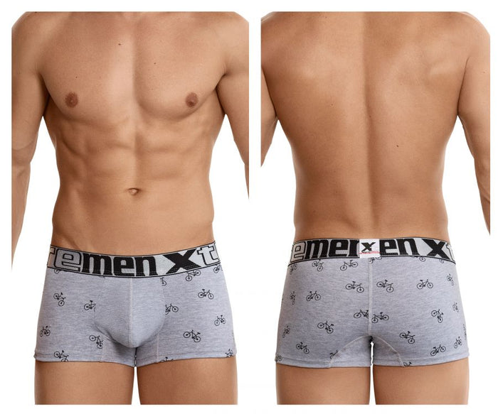 clever moda Xtremen 51437C Cycling Print Boxer Briefs Color Light Gray
