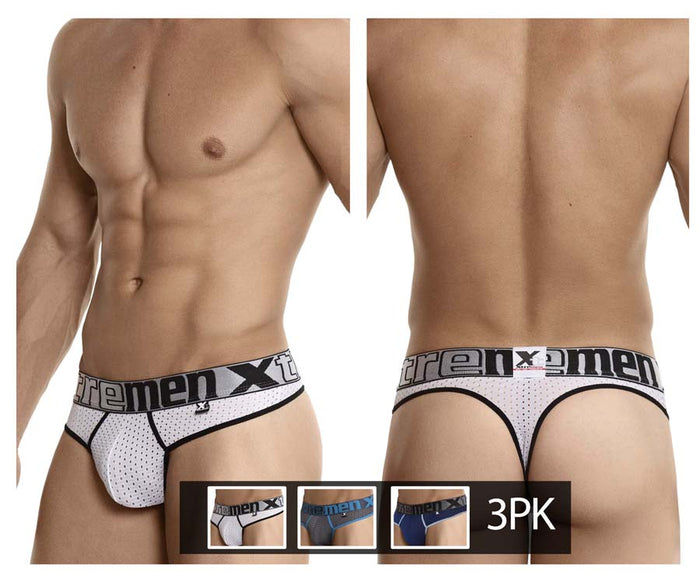 clever moda Xtremen 91036X-3 3PK Thongs Color White-Gray-Blue