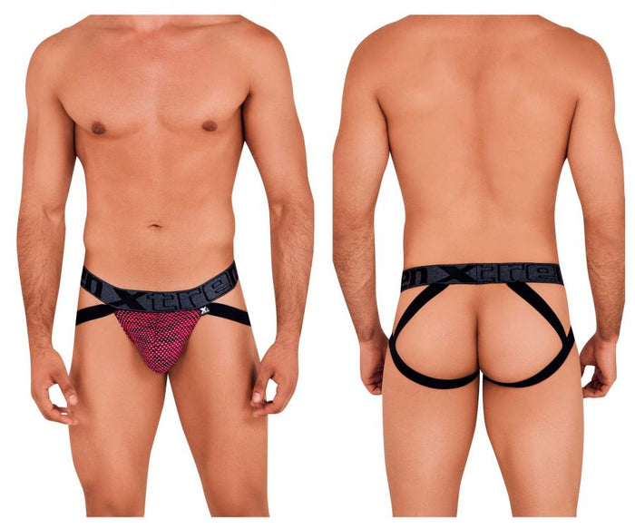 clever moda Xtremen 91099 Microfiber Mesh Jockstrap Color Red