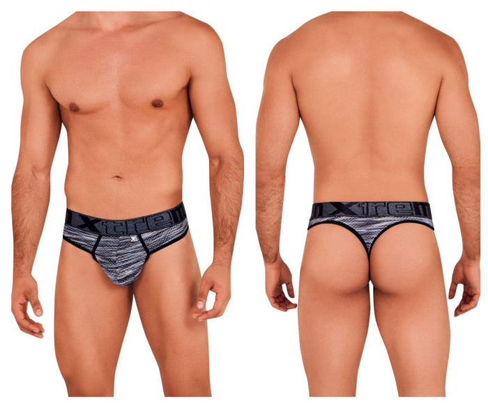 clever moda Xtremen 91100 Microfiber Mesh Thongs Color Black