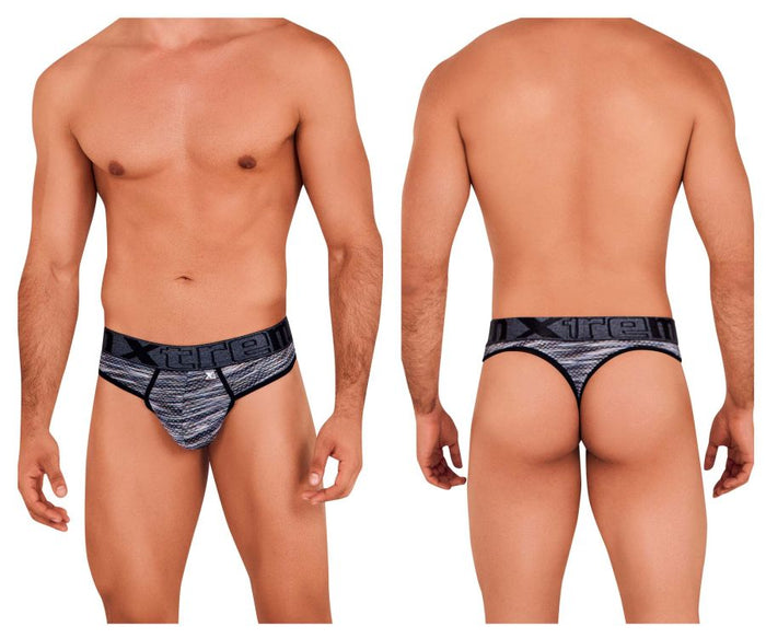 clever moda Xtremen 91100X Microfiber Mesh Thongs Color Black
