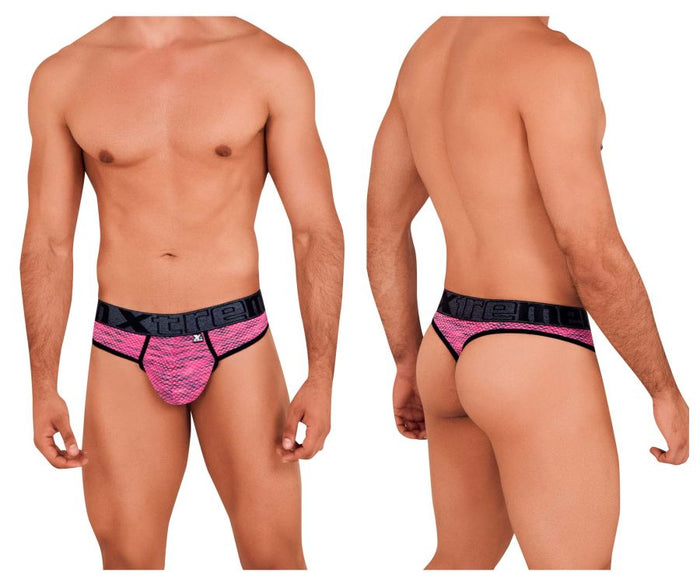 clever moda Xtremen 91100X Microfiber Mesh Thongs Color Pink