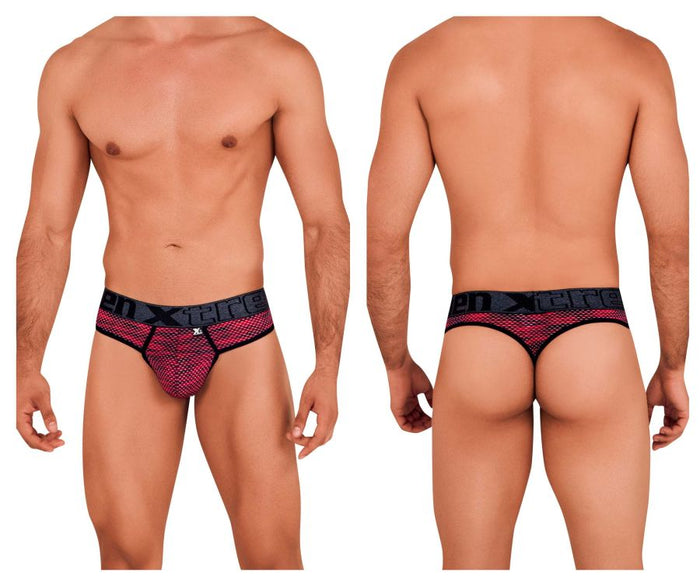 clever moda Xtremen 91100X Microfiber Mesh Thongs Color Red