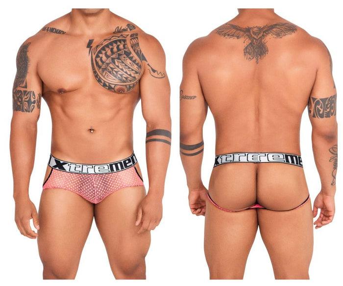 clever moda Xtremen 91119 Lace Jockstrap Color Coral