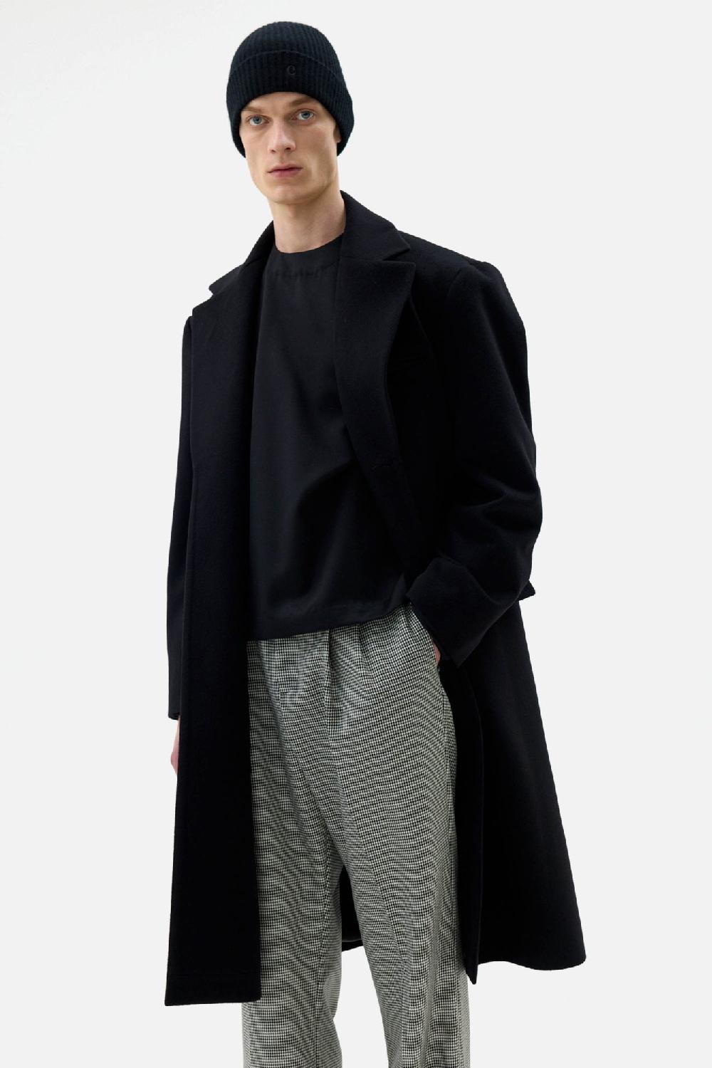 Clothsurgeon Black Wool & Cashmere Single Breasted Coat