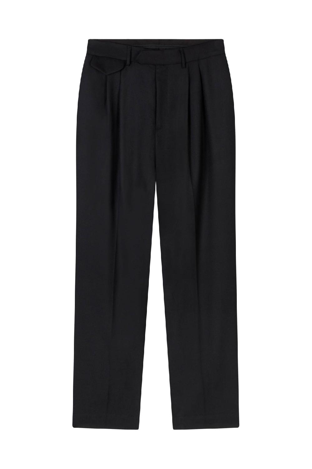 Clothsurgeon Black Wool London Double Pleated Trouser