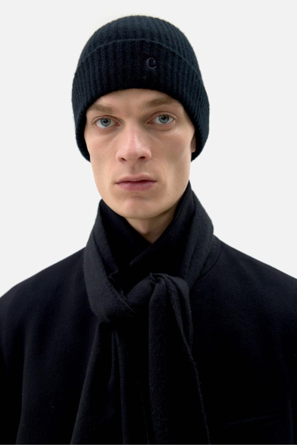 Clothsurgeon Black Lux Cashmere Ribbed Beanie Hat