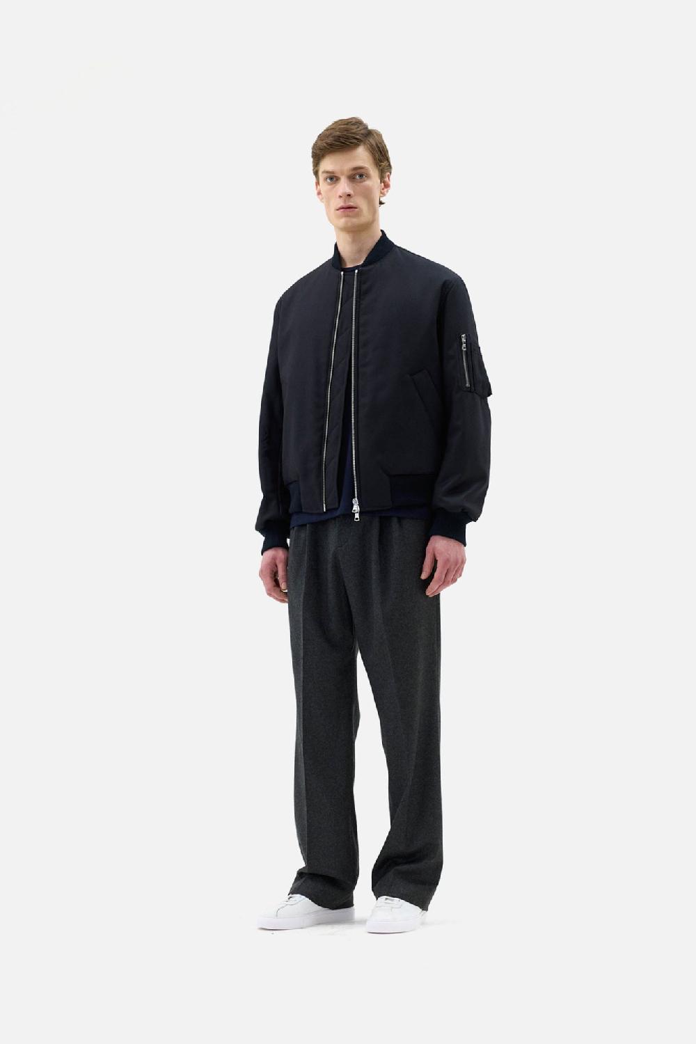 clothsurgeon Black Wool Suiting MA-1 Bomber