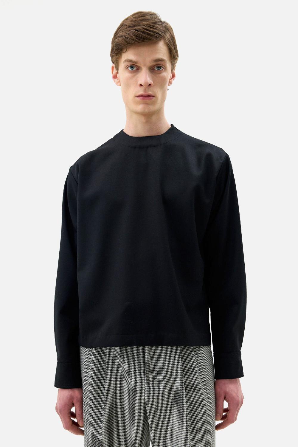 Clothsurgeon Black Wool Suiting Shirt-Tee