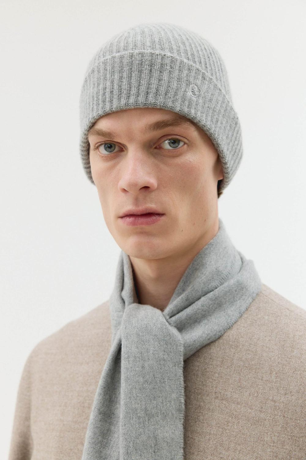 clothsurgeon Grey Lux Cashmere Ribbed Beanie Hat