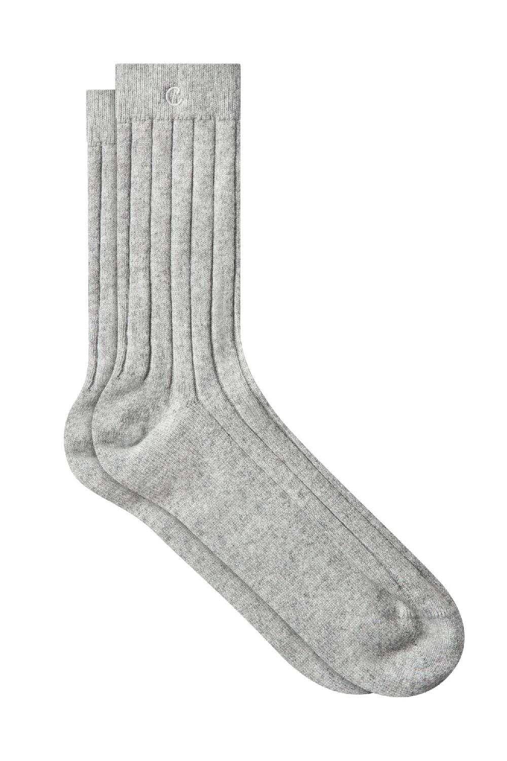 clothsurgeon Light Grey Lux Cashmere Ribbed Socks