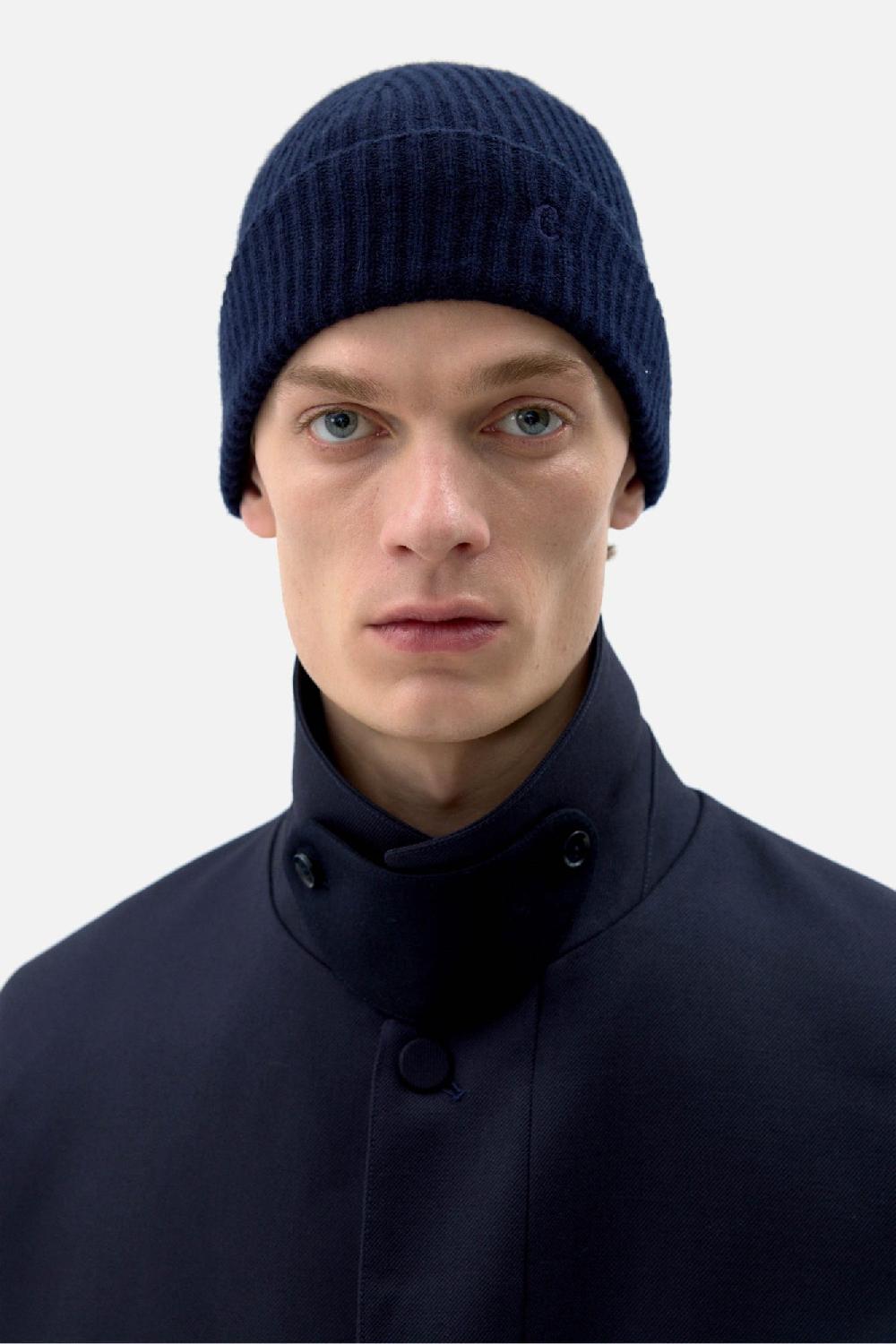 Clothsurgeon Navy Lux Cashmere Ribbed Beanie Hat