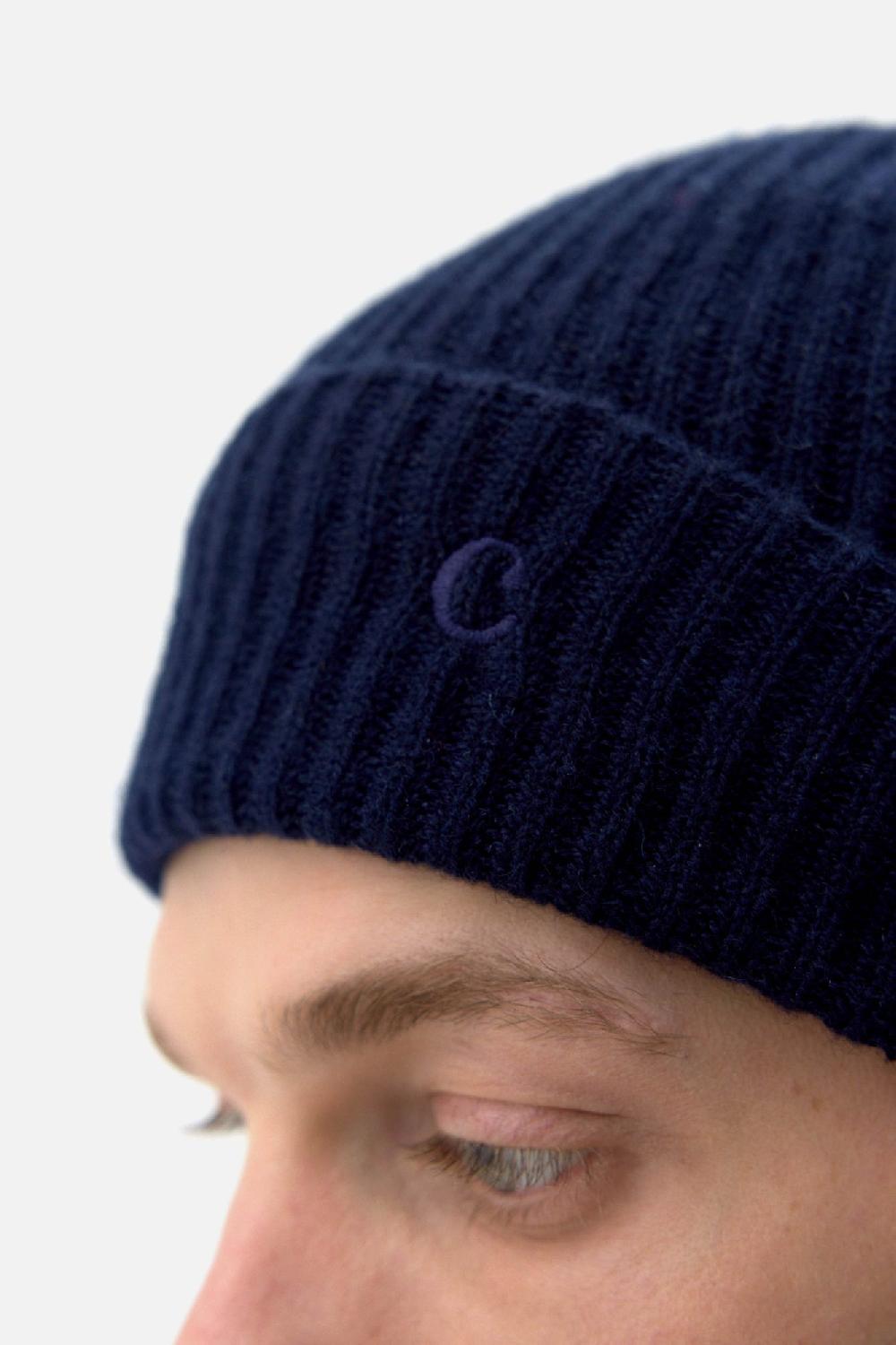 Clothsurgeon Navy Lux Cashmere Ribbed Beanie Hat