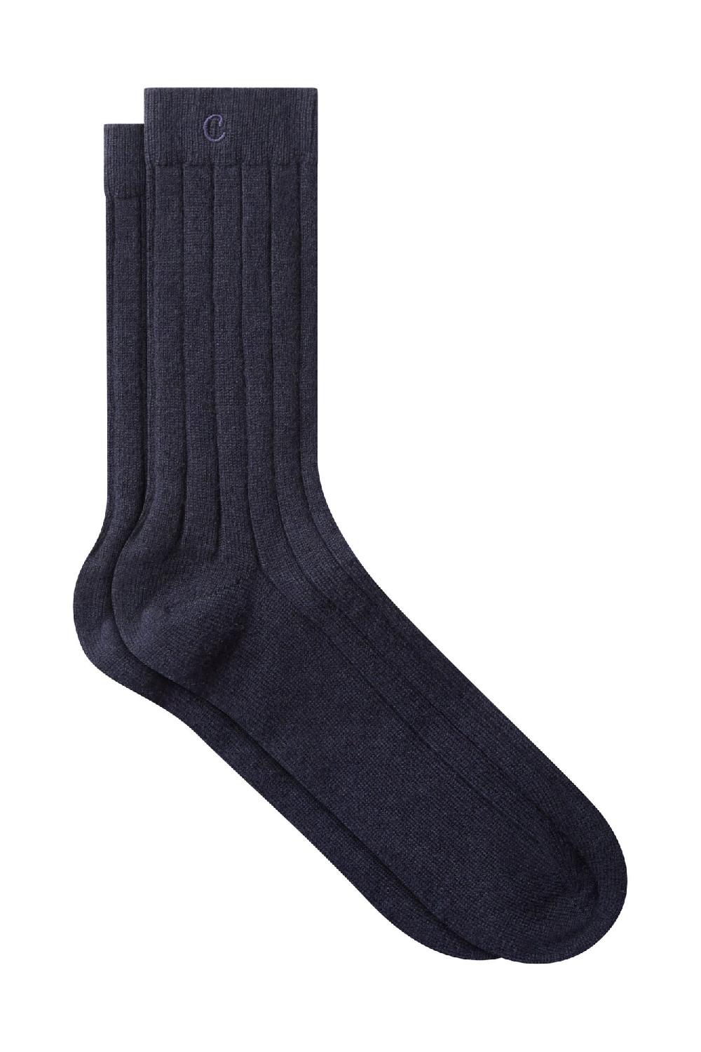clothsurgeon Navy Lux Cashmere Ribbed Socks
