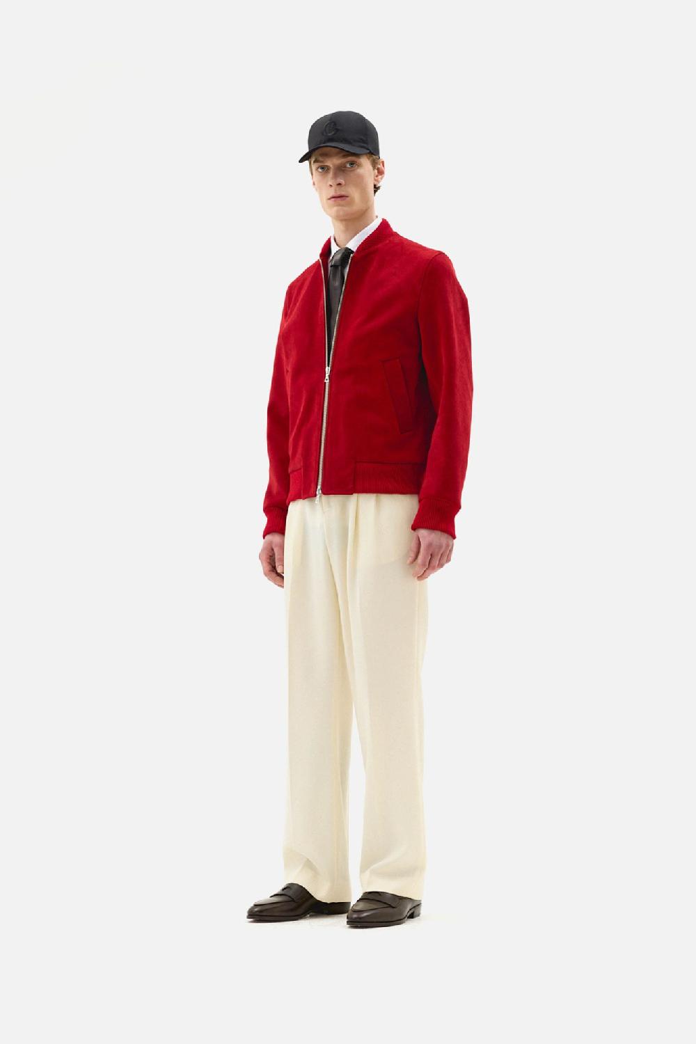 clothsurgeon Red Lux Calf Suede Bomber