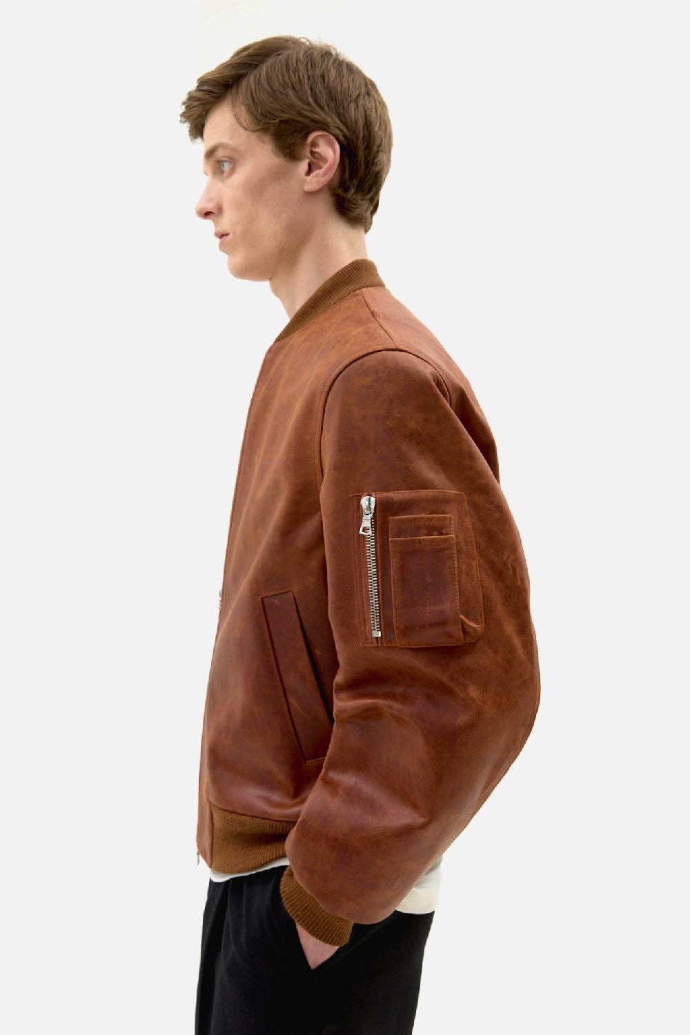 Clothsurgeon Tan Waxed Calf Leather MA-1 Bomber