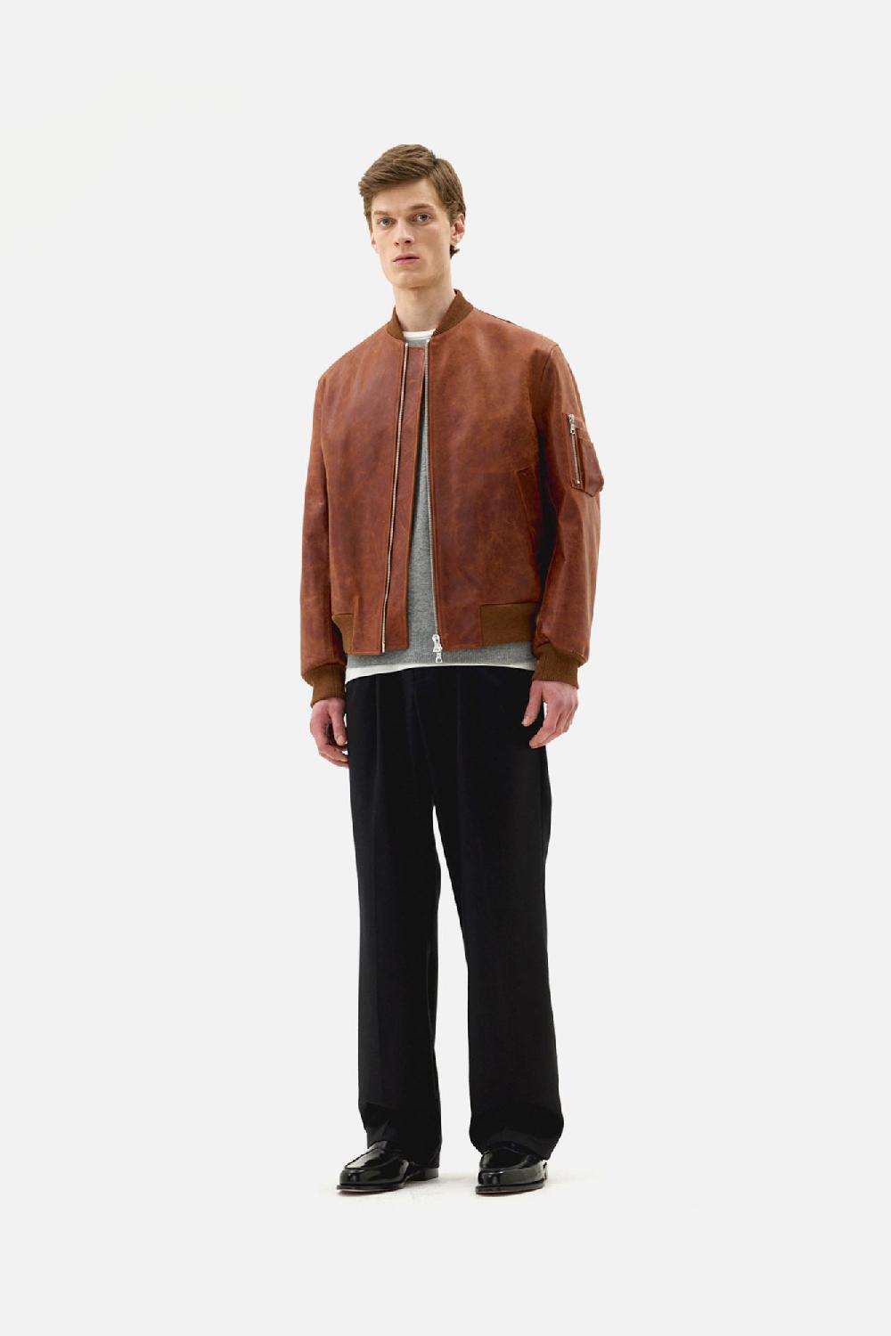 clothsurgeon Tan Waxed Calf Leather MA-1 Bomber