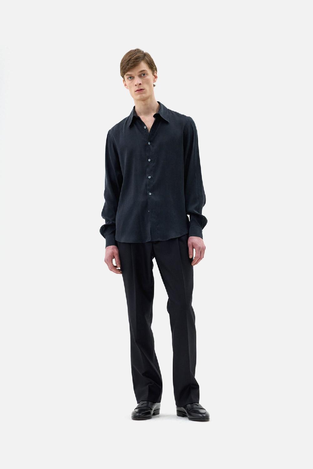 clothsurgeon Washed Silk Slub Collar Shirt