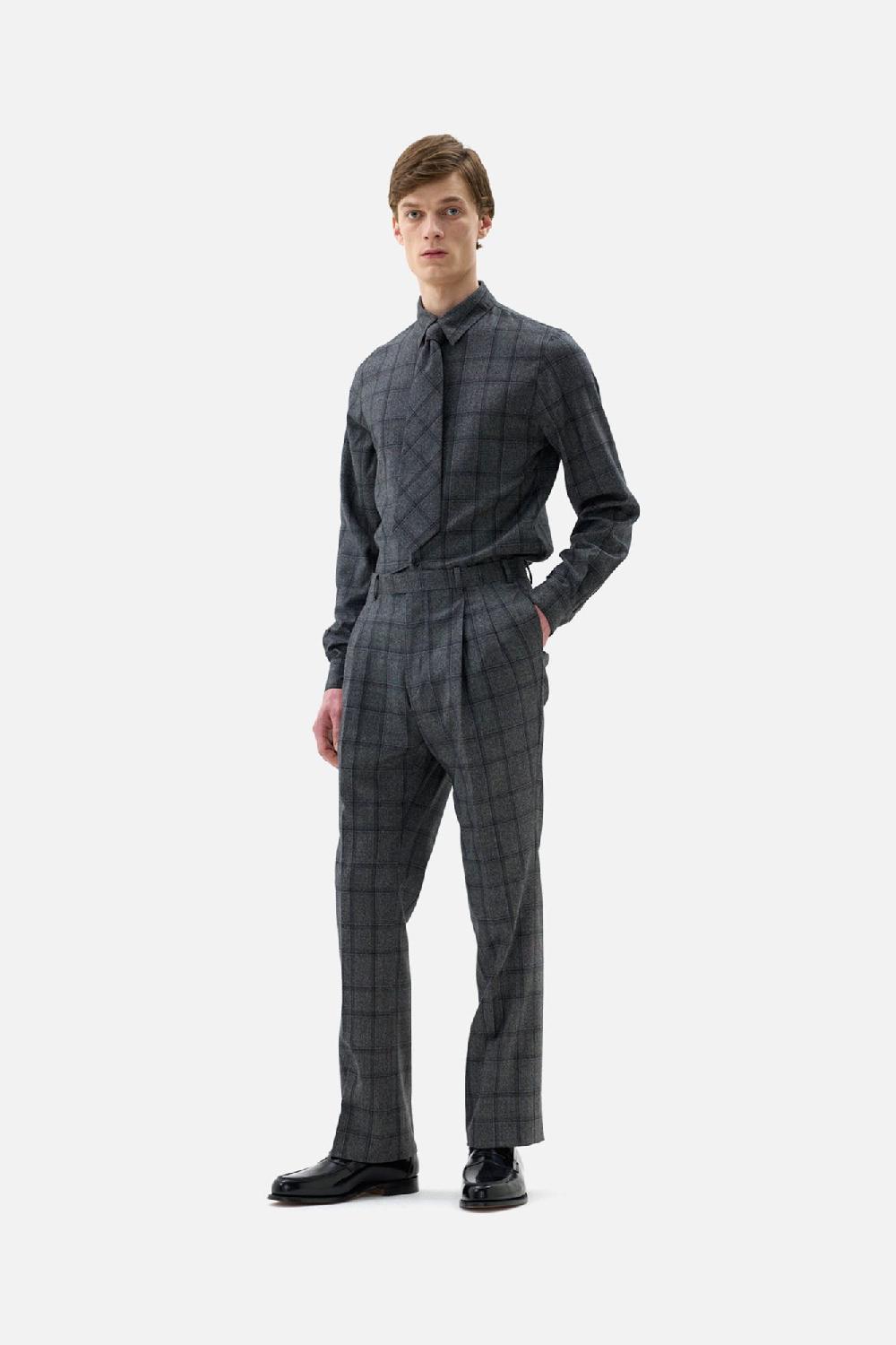 clothsurgeon Wool Boucle Check Collar Shirt