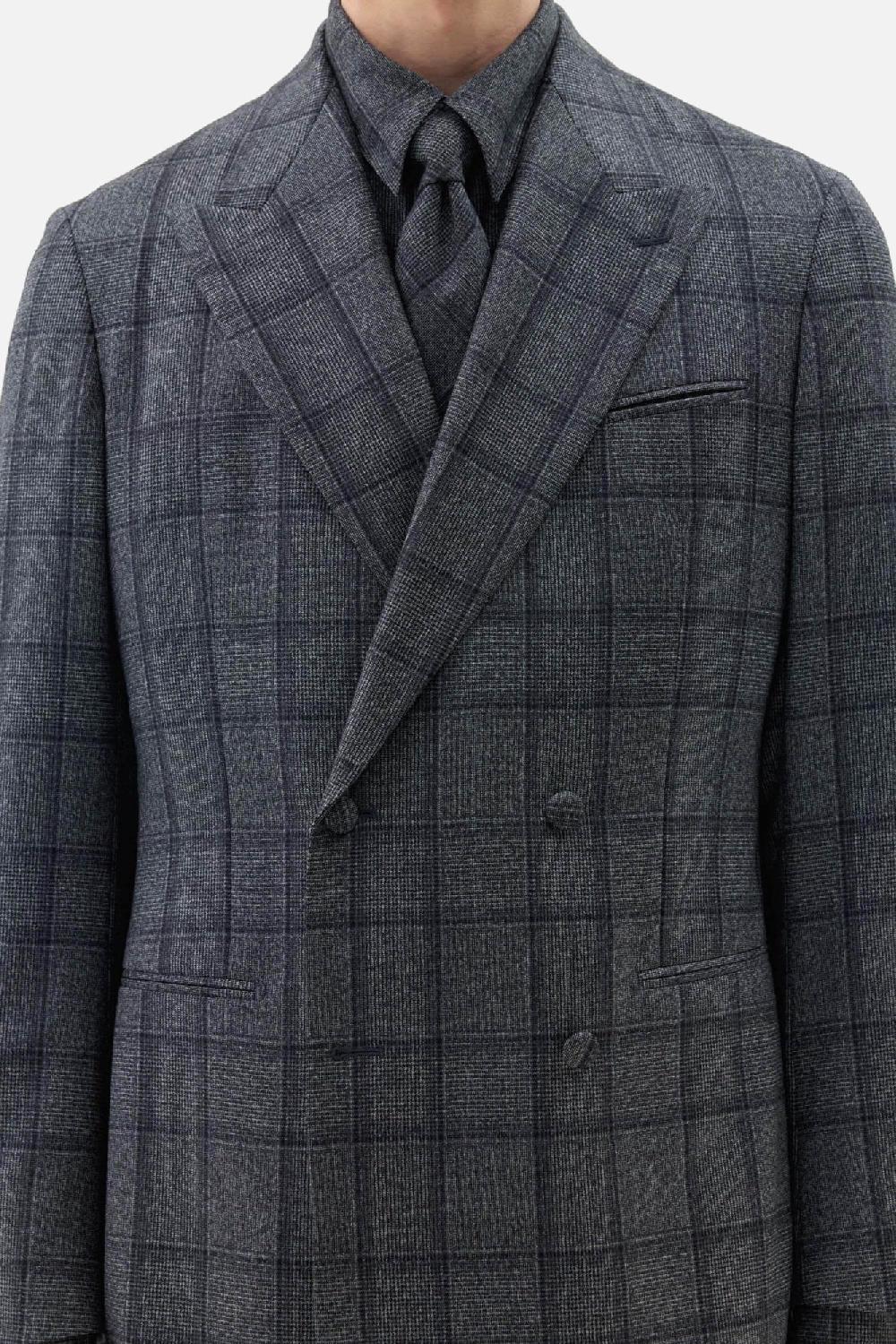 Clothsurgeon Wool Boucle Check Double Breast Suit