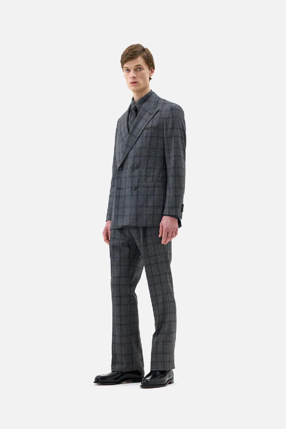 Clothsurgeon Wool Boucle Check Double Breast Suit