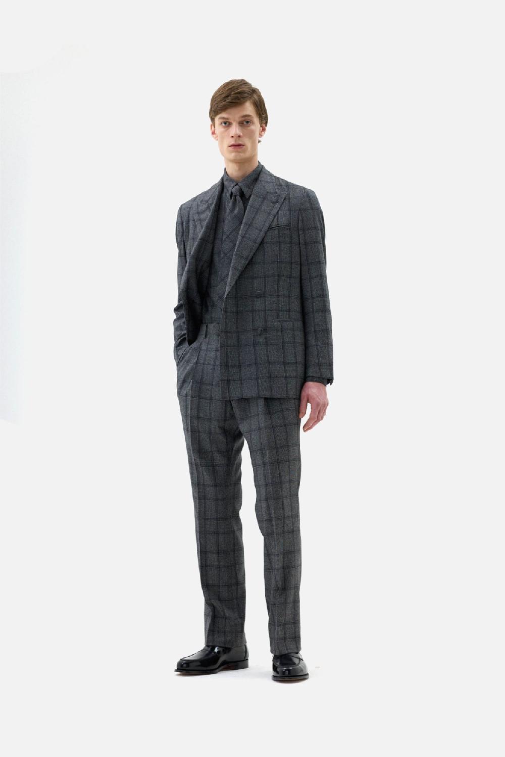 clothsurgeon Wool Boucle Check Double Breast Suit