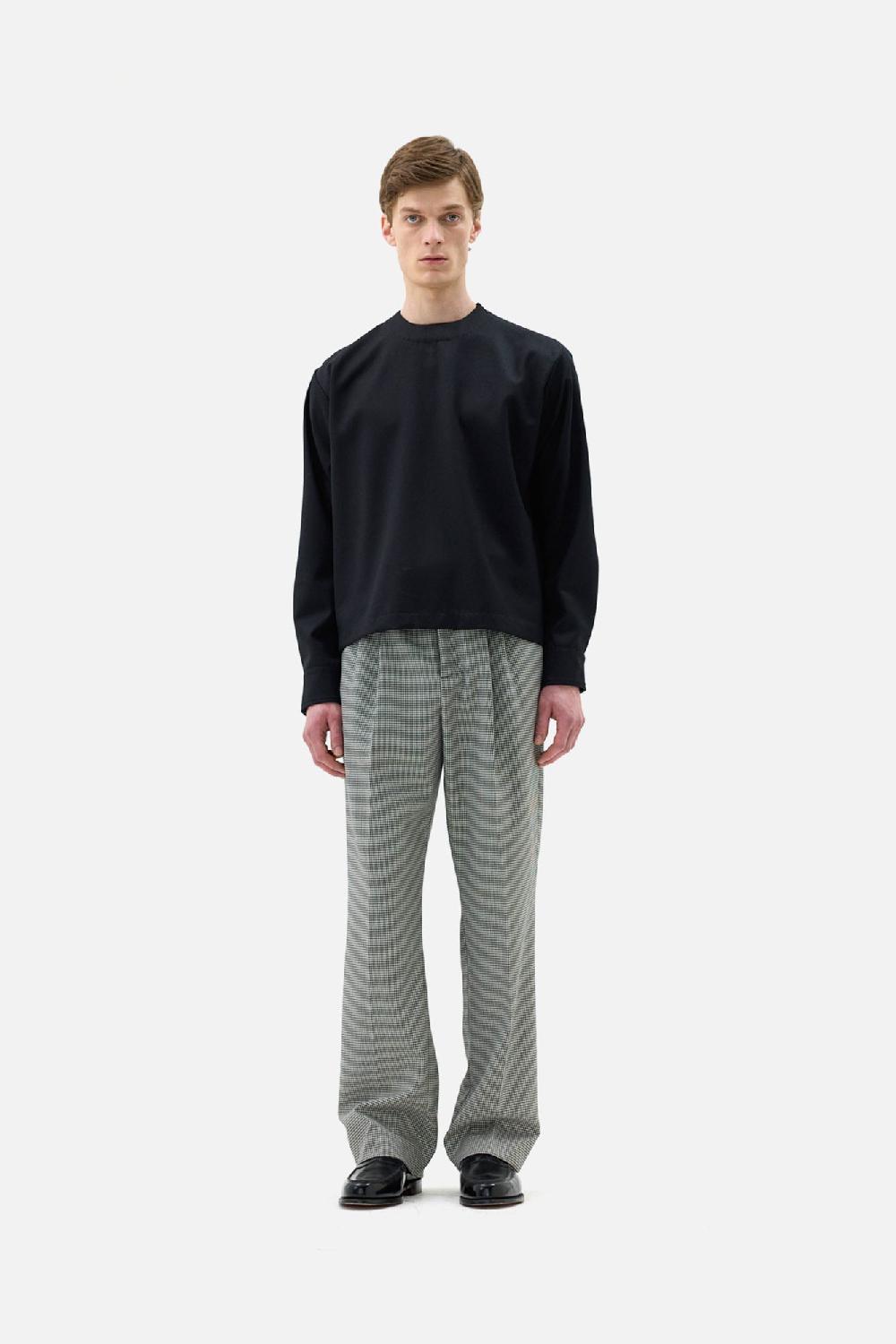 clothsurgeon Wool Mini Houndstooth Double Pleated Trouser