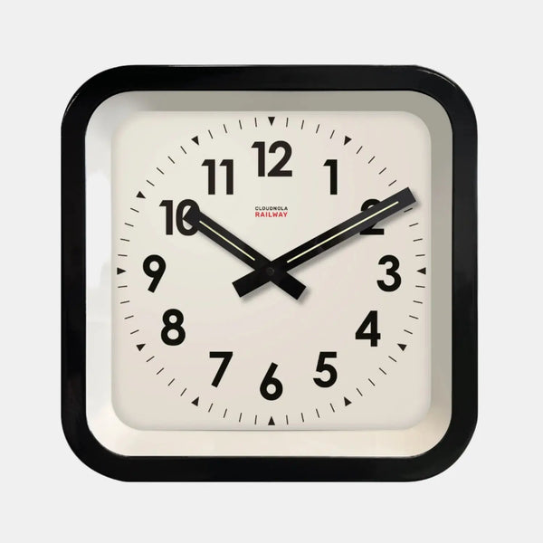 cloudnola Big Railway Black Indoor/Outdoor Clock – Black Square Wall Clock