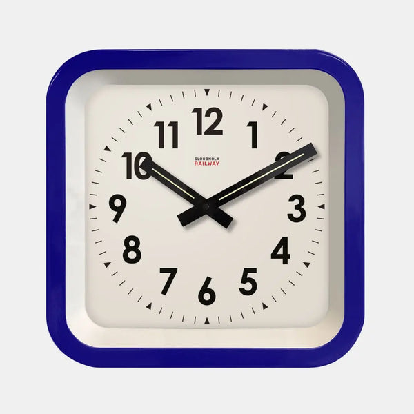 cloudnola Big Railway Blue Indoor/Outdoor Clock – Large Blue Clock