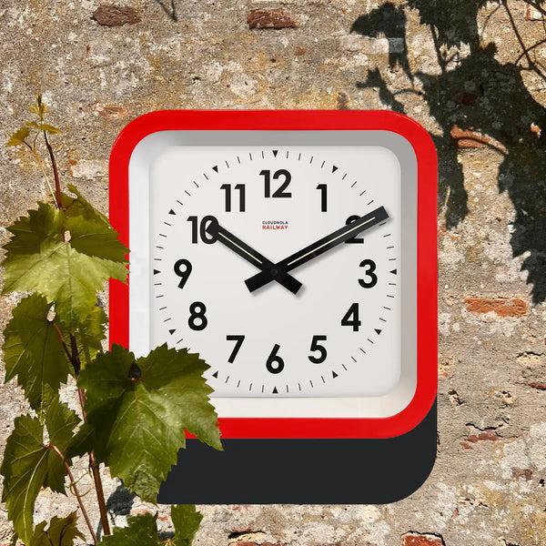 Cloudnola Big Railway Red Indoor/Outdoor Red Wall Clock