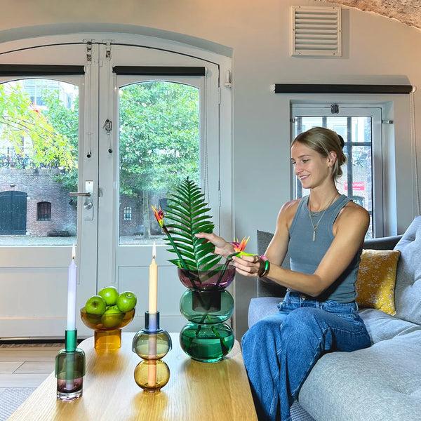 Cloudnola Bubble Large Pink & Green – Green Glass Vase | Cloudnola