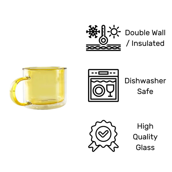 Cloudnola Cubo Double-Wall Cups – Medium Set – Double Wall Glass Coffee Mugs | Cloudnola