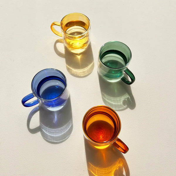 Cloudnola Cubo Double-Wall Cups – Medium Set – Double Wall Glass Coffee Mugs | Cloudnola