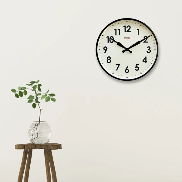 Cloudnola Factory Black XL – Black Wall Clock With Numbers | Cloudnola