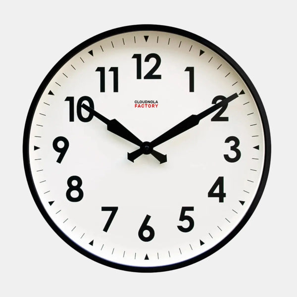 cloudnola Factory Black XL – Black Wall Clock with Numbers | Cloudnola