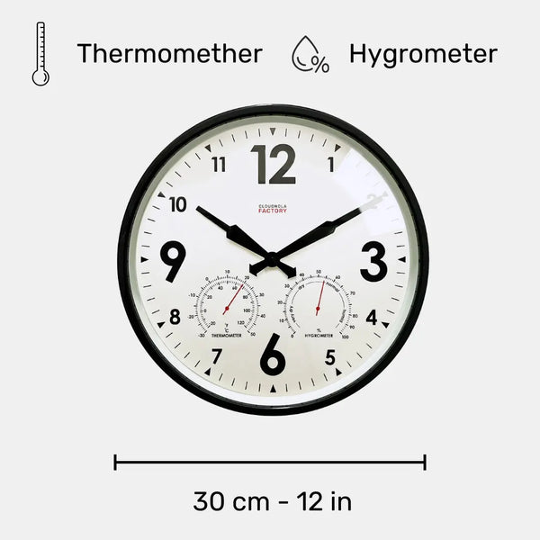 Cloudnola Factory Outdoor Black – Outdoor Clock And Thermometer | Cloudnola