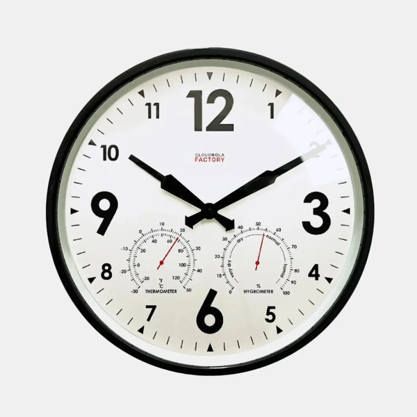 cloudnola Factory Outdoor Black – Outdoor Clock and Thermometer | Cloudnola