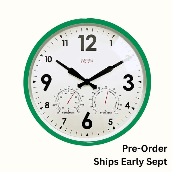 cloudnola Factory Outdoor Green – Outdoor Clock | Cloudnola