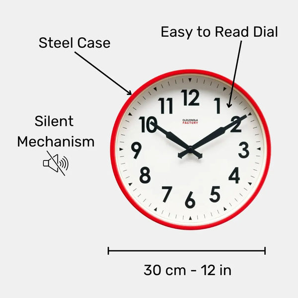Cloudnola Factory Red Wall Clock – Red Clock | Cloudnola