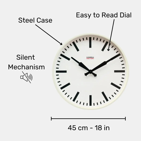Cloudnola Factory White XL – White Wall Clock | Cloudnola