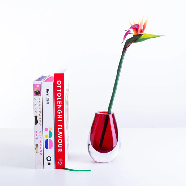 Cloudnola Red Glass Vase – Tear Drop Shape In Rich Drop Red | Cloudnola