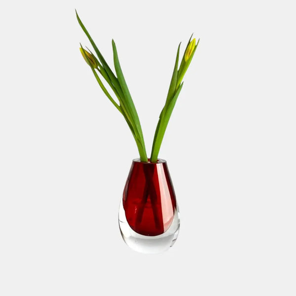 cloudnola Red Glass Vase – Tear Drop Shape in Rich Drop Red | Cloudnola