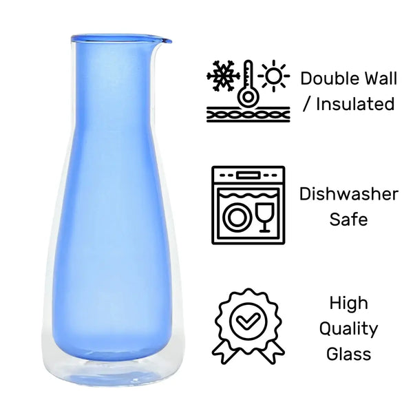 Cloudnola Rocks Carafe Blue – Blue Glass Carafe (1000ml) – Double-Wall | Cloudnola