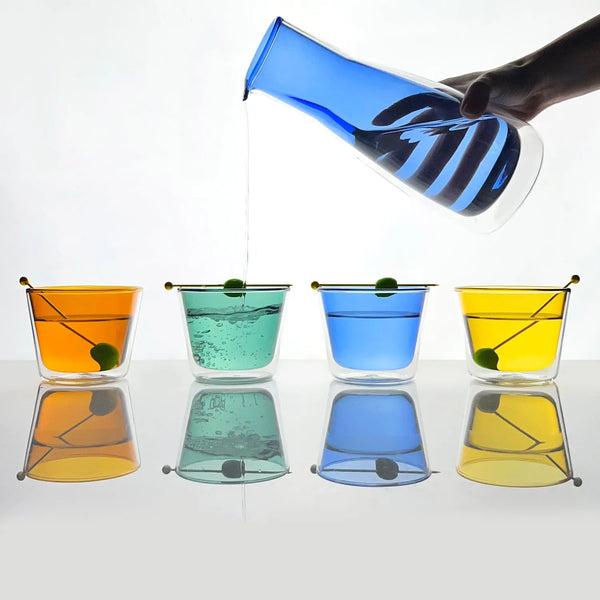 Cloudnola Rocks Carafe Blue – Blue Glass Carafe (1000ml) – Double-Wall | Cloudnola