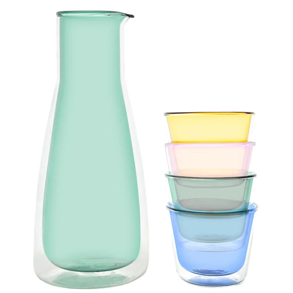 Cloudnola Rocks Carafe With Cups – MoMA Select Mint Carafe & Color Glass Set