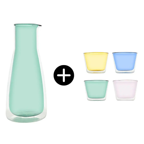 Cloudnola Rocks Carafe With Cups – MoMA Select Mint Carafe & Color Glass Set