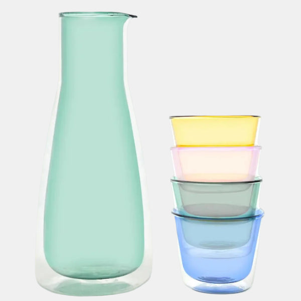 cloudnola Rocks Carafe with Cups – MoMA Select Mint Carafe & Color Glass Set