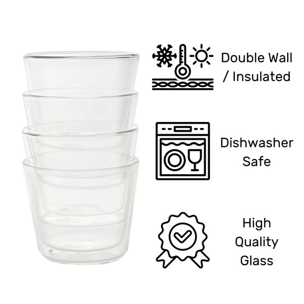 Cloudnola Rocks Double-Wall Glasses – Clear Set (280ml) – Double Wall Glass | Cloudnola