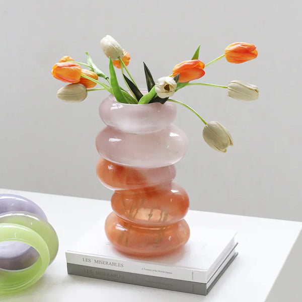 Cloudnola Swirl Vase Peach - Sculptural Peach Glass Vase | Cloudnola